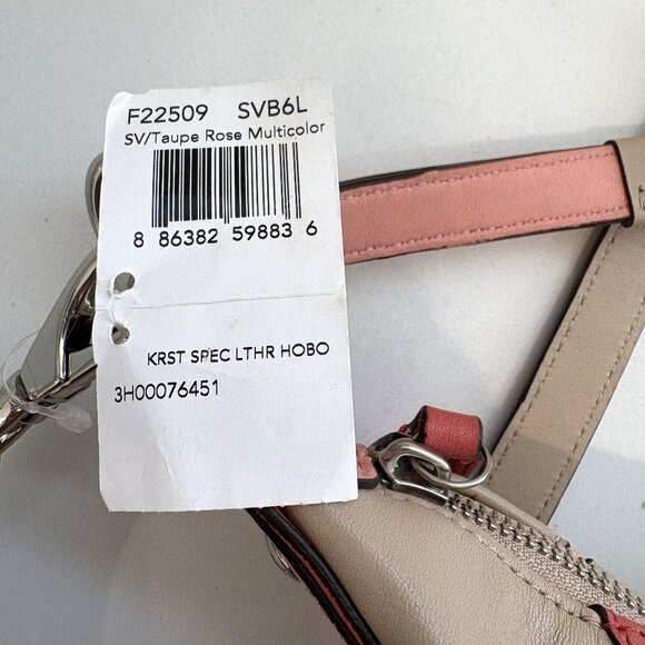 Coach Kristin Spectator Leather Hobo Bag Handbag 22509 Taupe Rose Multicolor NEW - Picture 9 of 12